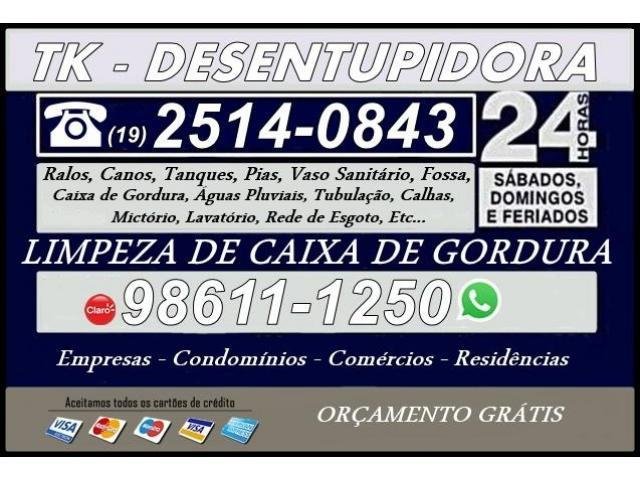(19) 98611-1250 Desentupimento de Caixa de Gordura no Jardim Carlos Lourenço em Campinas