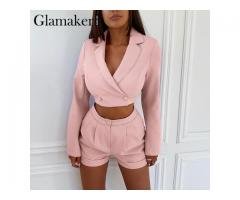 Glamaker. Profunda Pescoço V Sexy Blazer Ternos Mulheres