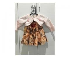 Vestido Infantil Menina Ursinhos + Bolero Tam M