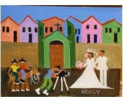 ARACY TEMA CASAMENTO NA ROÇA MEDIDA 30X40 ACRILICA SOBRE TELA