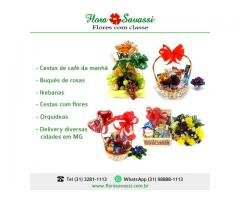 Capim Branco, Caranaíba, Carandaí MG entrega cesta de café da manhã MG FLORA