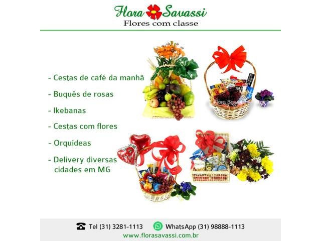 Mário Campos, Mateus Leme, Matozinhos MG entrega cesta café da manhã e flores FLORA