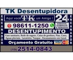 Desentupidores no Parque dos Pomares em Campinas (19) 98611-1250 Visita Grátis