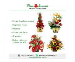 Floricultura on line Contagem MG, entrega buquês, rosas, cestas café da manhã, coroa de flores