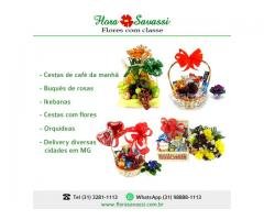 Floricultura on line Sabará MG, entrega buquês, rosas, cestas café da manhã, coroa de flores