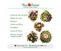 Floricultura on line Itaúna MG, entrega buquês, rosas, cestas café da manhã, coroa de flores