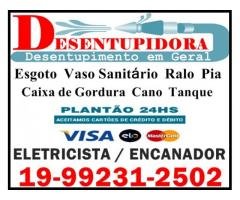 19-992312502 Desentupidora em Mansões Santo Antonio em Campinas, Desentupimento de Ralo