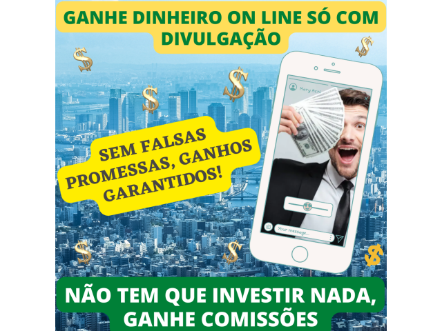 Oportunidade de renda extra - Ganhe dinheiro com divulgação! Não tem que investir nada