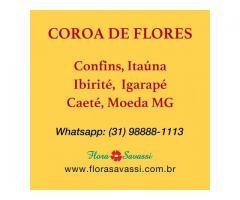 Coroa de flores Confins, Itaúna, Ibirité, Igarapé, Caeté, Moeda MG velório cemitério FLORA