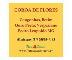 Coroa de flores Congonhas, Betim, Ouro Preto, Vespasiano, Pedro Leopoldo MG velórios FLORA