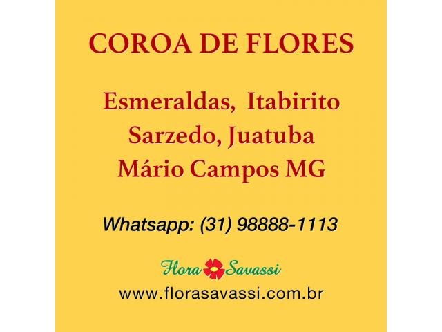 Coroa de flores em Esmeraldas, Itabirito, Sarzedo, Juatuba, Mario Campos MG velórios FLORA