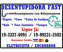 Desentupidor em Campinas 19-99231-2502 Desentupidora no Ouro Verde em Campinas