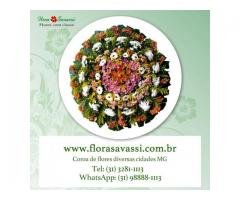Coroa de flores Velório Parque das Rosas em Brumadinho, cemitério Parque das Rosas floricultura