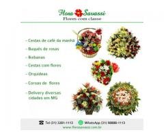 Floricultura Taquaraçu de Minas MG flora flores presente, cesta café da manhã e coroa de flores