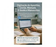 Digitação Profissional de Apostilas, Livros, Manuais, E-books, Manuscritos e Provas