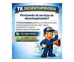 TK Desentupidora em Campinas - Menor Preço da Região Visita Grátis (19) 98611-1250