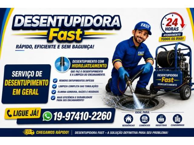 19-97410-2260 Desentupidora no Jardim Madalena em Campinas - Desentupidora Fast