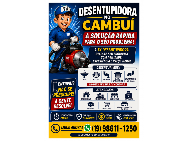 Desentupidora Cambuí Campinas (19) 98611-1250 Orçamento Grátis