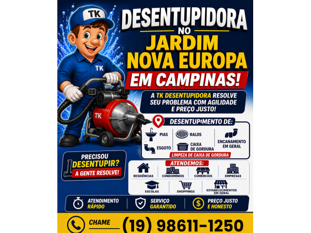Desentupidora no Jardim Nova Europa em Campinas - Desentupimento de Encanamento em Geral