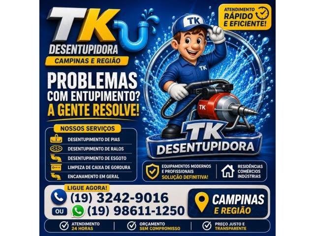 Desentupidora em Campinas - Soluções Rápida para Entupimento Chame TK Desentupidora
