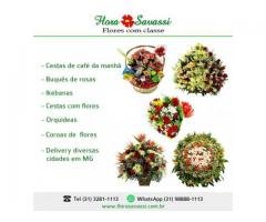 Floricultura Betim MG cesta de café da manhã, Buquês de Flores, arranjos Condomínio