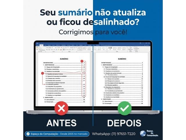 O sumário automático do seu documento não atualiza ou ficou desalinhado? Corrigimos para você!
