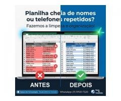 Está com uma planilha cheia de nomes ou telefones repetidos? Fazemos a limpeza e organização