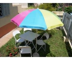 LOCAÇÃO DE MESAS E CADEIRAS OMBRELONE DE 5 m DE DIAMETRO GUADA SOL