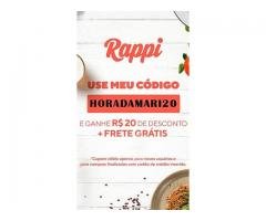 CUPOM RAPPI HORADAMARI20 (20 REAIS OFF + FRETE GRÁTIS + 50 DE FRETE GRÁTIS