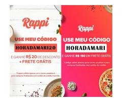 CUPOM RAPPI HORADAMARI20 (20 REAIS OFF + FRETE GRÁTIS + 50 DE FRETE GRÁTIS