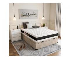 Cama Box Casal Premium com Baú Suede Bege com Colchão Black White D45 Branco – Mobly